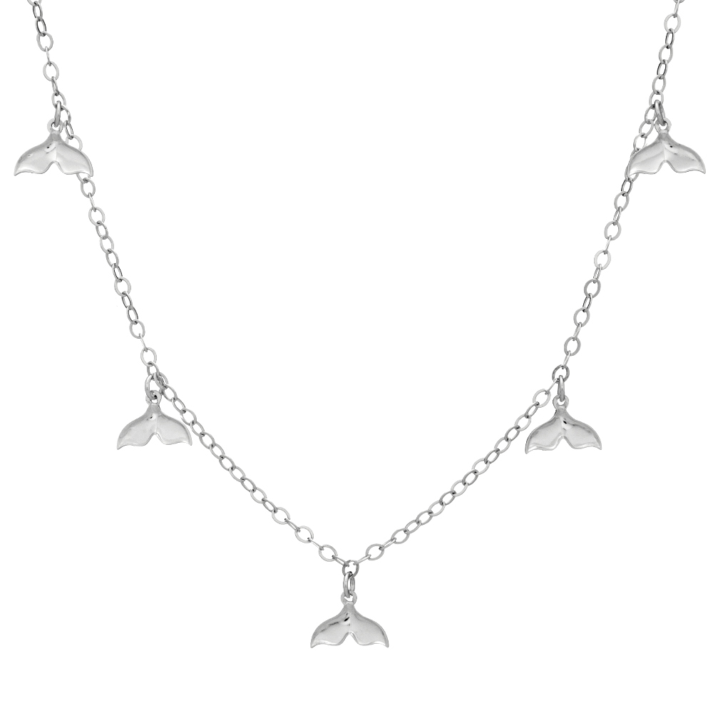 8778324c0ffefb6d5b5dfc3bbf5a6353.jpg Choker de prata 925 pingentes rabo de baleia 40 cm - Imagem 1