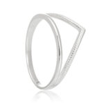 Anel de prata 925 design pontiagudo aro diamantado