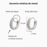 Brinco De Prata 925 Argola Grossa Mini Com Zircônias Branca 1,1 cm - Imagem 4