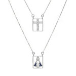 Escapulário de prata 925 Nossa Senhora cruz com zircônias