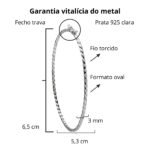Bracelete de prata 925 oval fio torcido fino 3 mm com fecho trava - Imagem 5