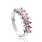 Anel De Prata 925 Aliança Rosa