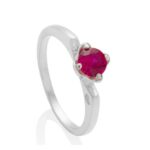 Anel De Prata 925 Baby Love Zircônia Rubi