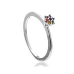 Anel De Prata 925 Chuveirinho Com Zircônia Coloridas