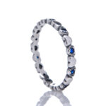 Anel De Prata 925 Corações Ligados Zircônia Azul Escuro