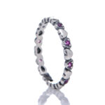 Anel De Prata 925 Corações Ligados Zircônia Rubi