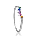 Anel De Prata 925 Fileira Zircônias Coloridas