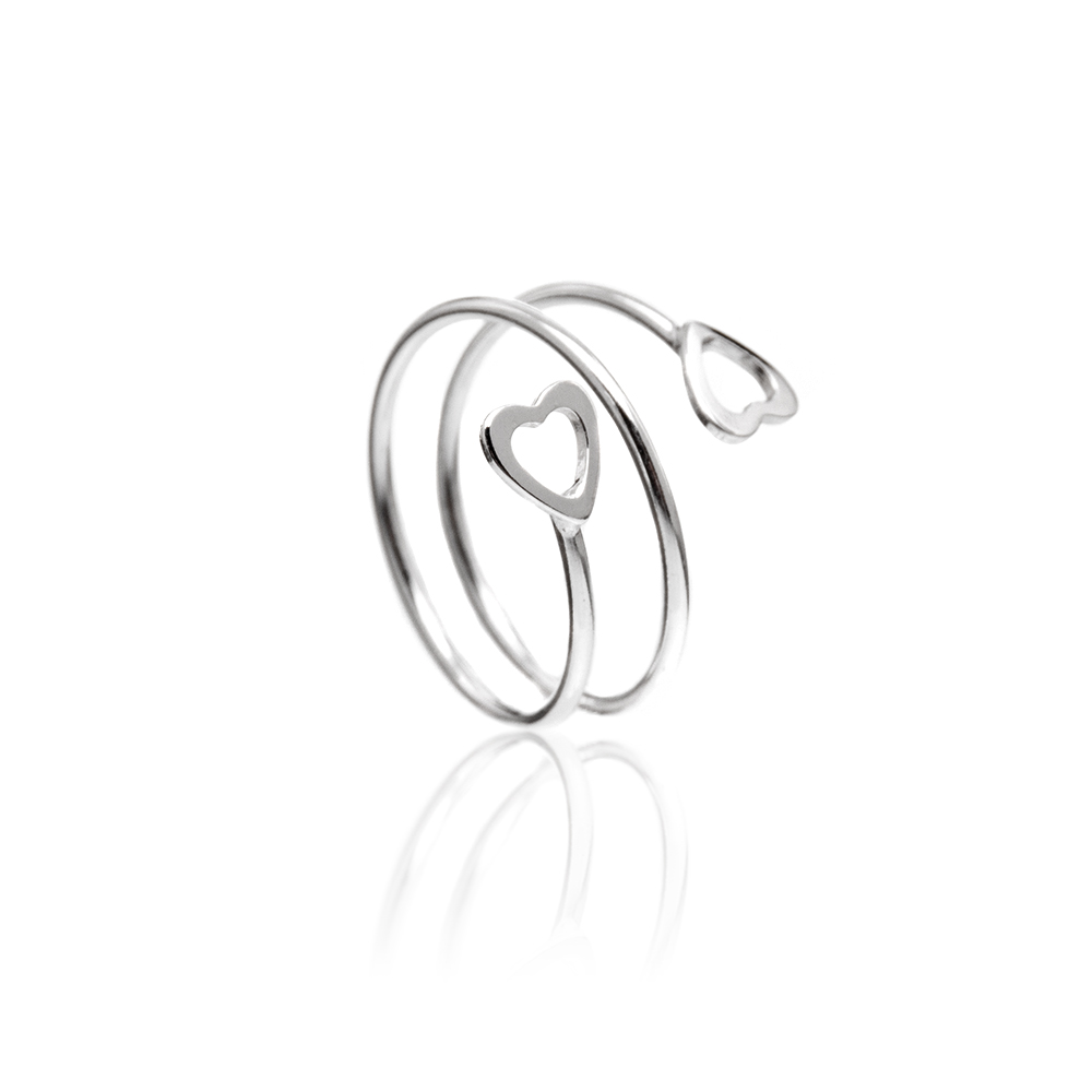 Anel-de-prata-ponta-de-dedo-aro-triplo-coracoes Anel De Prata 925 Ponta De Dedo Aro Triplo Corações - Imagem 1
