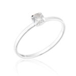 Anel De Prata 925 Solitário Pedra Zircônia Pequena