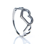 Anel De Prata 925 Três Corações Ligados