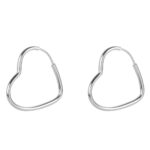 Brinco De Prata 925 Argola Coração Pp Liso 1,8 Cm