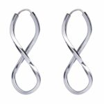 Brinco De Prata 925 Argola Lisa Com Símbolo Infinito 4,3 Cm