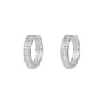 Brinco Argola Arredondada Duas Fileiras Zircônia Cristal 1,4cm