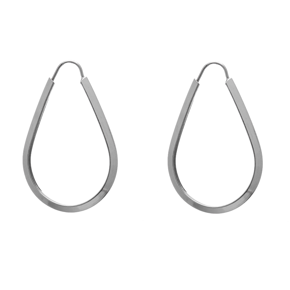 Brinco-de-prata-argola-gota-tamanho-pequeno. Brinco De Prata 925 Argola Gota Vazada 4,2 Cm - Imagem 1