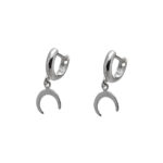 Brinco De Prata 925 Argola Lua Pendurada 2,5 cm