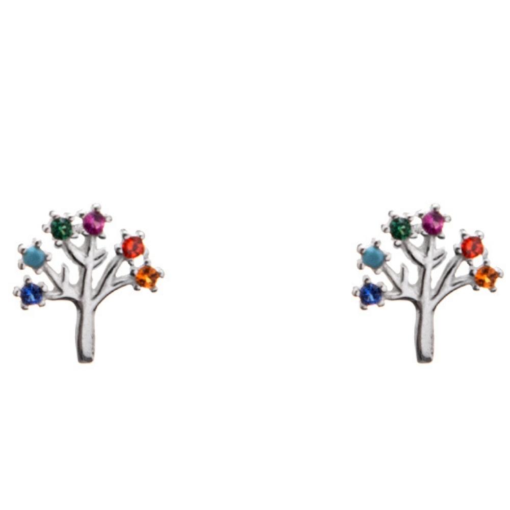 Brinco-de-prata-arvore-da-vida-colorido Brinco De Prata 925 Árvore Da Vida Colorido - Imagem 1