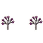 Brinco De Prata 925 Árvore Da Vida Zircônias Rubi 1,0 cm