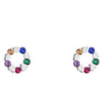 Brinco De Prata 925 Corações Círculo