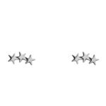 Brinco De Prata 925 Pequeno Três Estrelas Ligadas 1,1 Cm