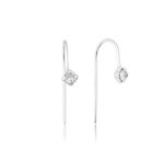 Brinco De Prata 925 Gancho Ponto De Luz Zircônia Cristal 2,5cm