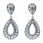 Brinco De Prata 925 Gota Média Com Marcassitas 4,6 cm