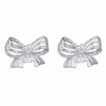 Brinco De Prata 925 Lacinho Adiamantado 1,0 cm