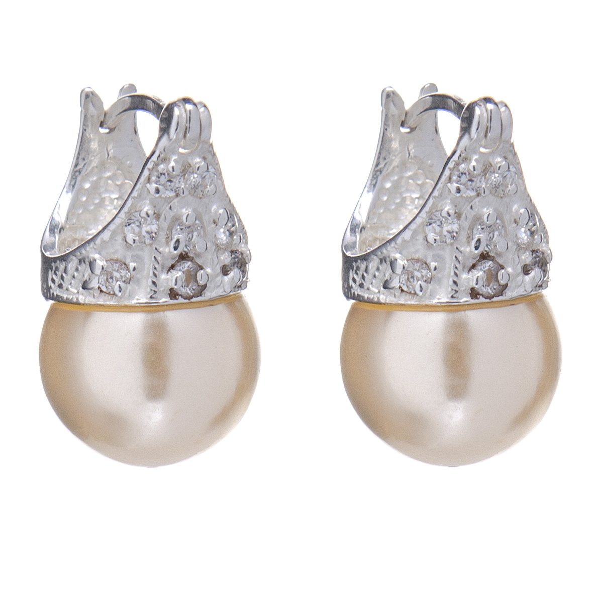 Brinco-de-prata-lady-day-perola-com-zirconias Brinco De Prata 925 Lady Day Pérola Com Zircônias 2,0 cm - Imagem 1