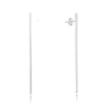 Brinco De Prata 925 Palito Liso Grande 3,4 Cm