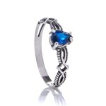 Anel De Prata 925 Zircônia Azul Gota