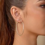 Brinco de prata 925 argola redonda fio torcido 5,4 cm - Imagem 2