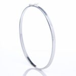 Bracelete de prata 925 oval liso fio quadrado médio 3 mm com fecho trava