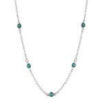 Colar De Prata 925 Tiffany Zircônias Azul 45 Cm