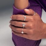 Anel de prata 925 aberto estrelas - Imagem 2