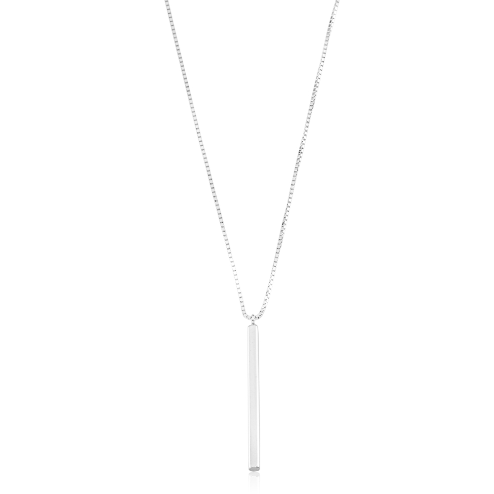 Colar de prata 925 veneziana com pingente palito liso 50 cm - Imagem 1