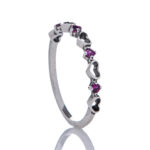 Anel De Prata 925 Corações Vazados Ligados Zircônia  Rubi