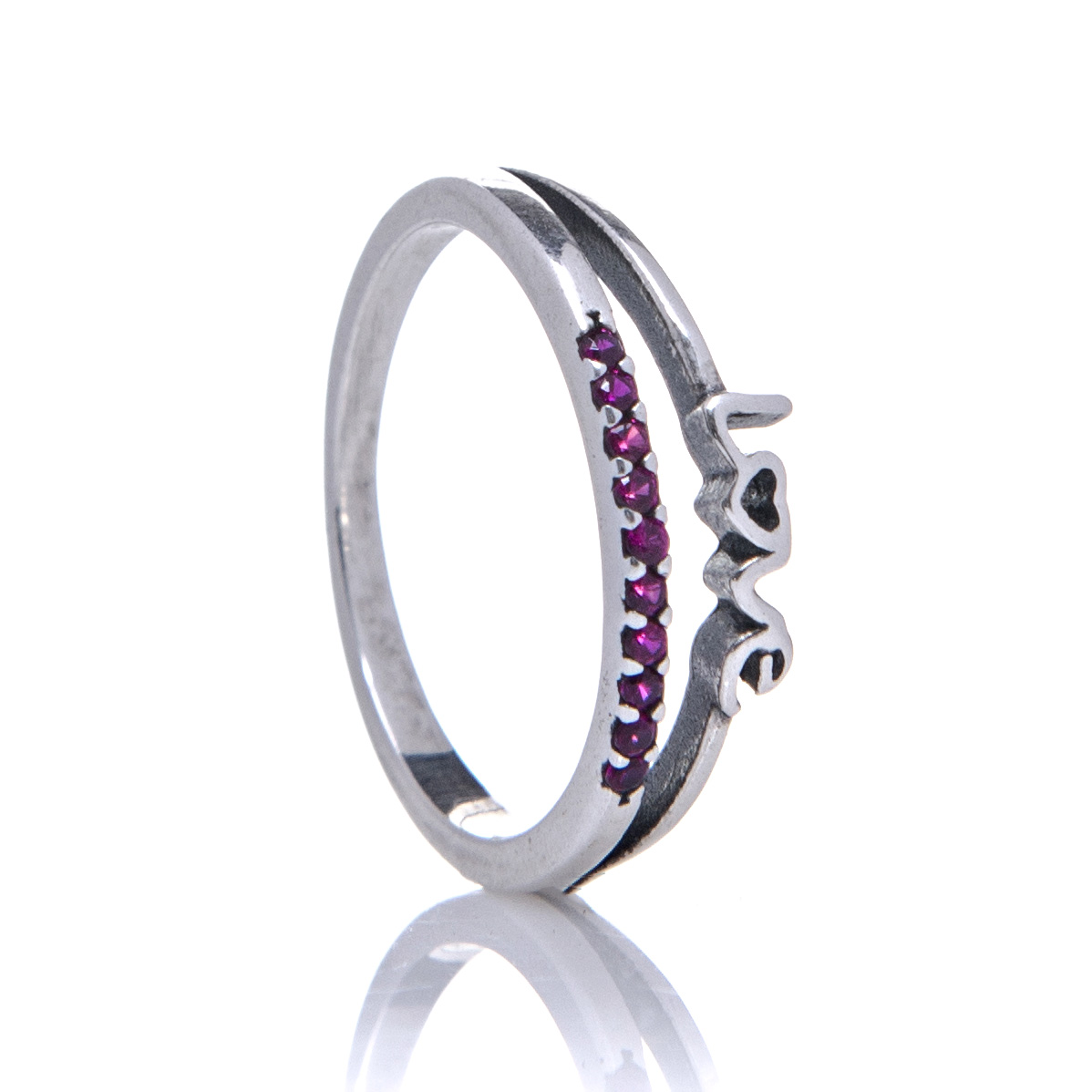 anel-de-prata-love-zirconias-rubi Anel De Prata 925 Aro Duplo Love Rubi - Imagem 1