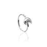 Anel De Prata 925 Ponta De Dedo Lua Com Bordas Trabalhadas