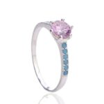 Anel De Prata 925 Solitário Rosa Bebê