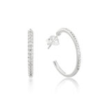 Brinco de prata 925 argola encanto cravejada com zircônias brancas tarraxa 2,2 cm