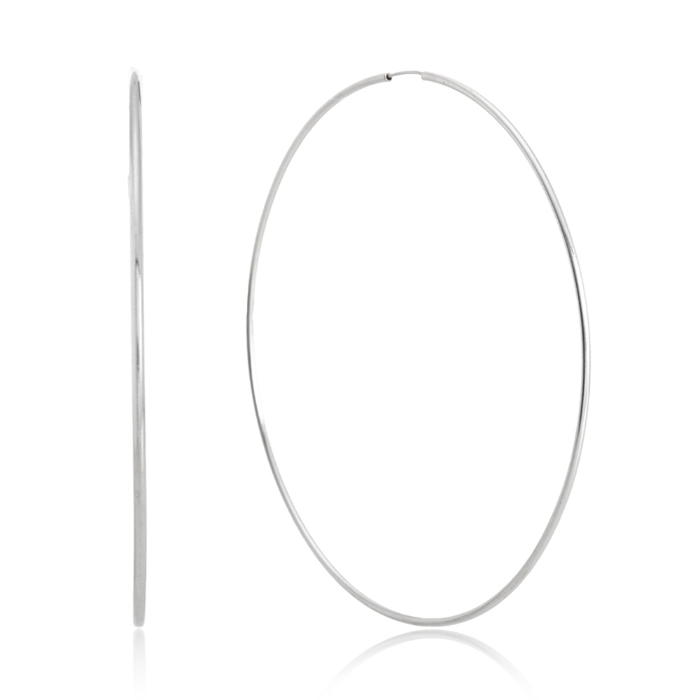 brinco-de-prata-argola-gg Brinco de prata 925 argola fio redondo liso 8 cm - Imagem 1