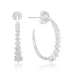 Brinco de prata 925 argola zircônias crescentes com tarraxa 2 cm