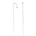 Brinco De Prata 925 Corrente Bolinha 9cm