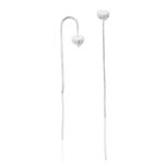 Brinco De Prata 925 Corrente Coração Liso 6,7cm