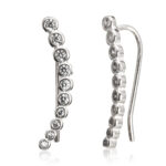 Brinco De Prata 925 Ear Cuff Bolinhas Com Zircônias Branca 2,2 cm