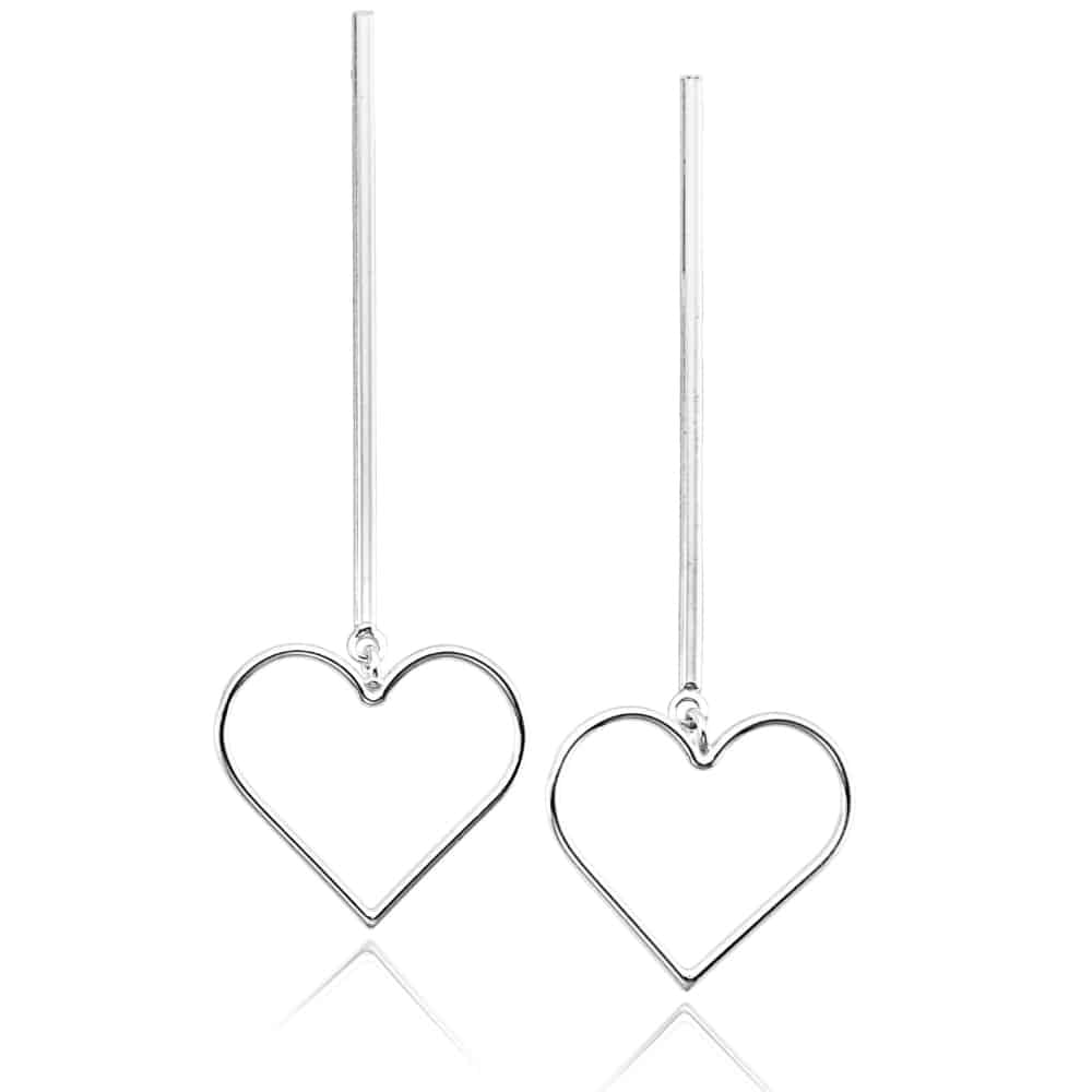 brinco-de-prata-fio-coracao-vazado Brinco De Prata 925 Fio Coração Vazado 5,8 cm - Imagem 1