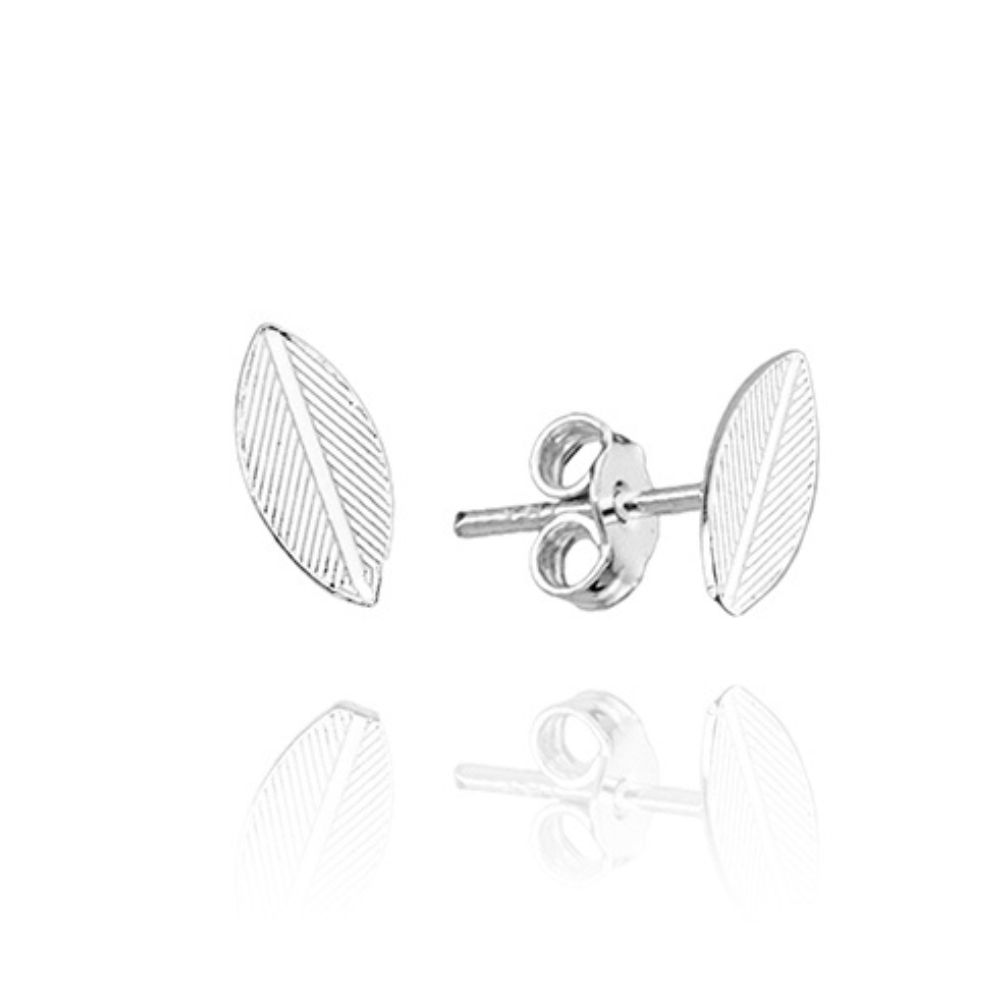 brinco-de-prata-folhinha-texturizada Brinco De Prata 925 Folhinha Texturizada Pequena 1 Cm - Imagem 1