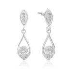 Brinco de prata 925 gota vazada delicado com ponto de luz 2,9cm