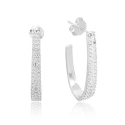 Brinco de prata 925 J cravejado com zircônias brancas 2,4 cm