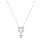 Colar de prata 925 placa vazada Espírito Santo e pingente 45 cm