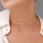 Conjunto De Prata Coração Zircônias Rubi - Imagem 3